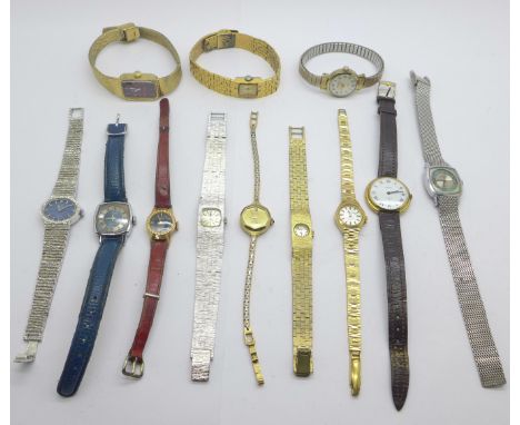 Twelve lady's manual wind wristwatches, Provita, Sekonda, Limit, Montine, etc. 