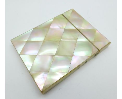 A mother of pearl card case, 78mm x 102mm 