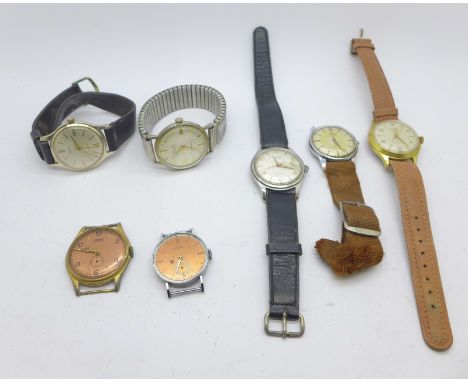 Seven manual wind wristwatches, Novoris, Kienzle, Lucerne, Flora, Ingersoll, Sorna and Nidor 