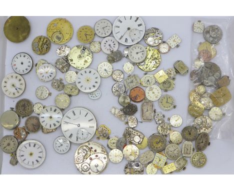 Approximately 100 wrist and pocket watch movements including seven lady's Omega, Eterna-Matic, Marvin and Tissot, Titus and Z