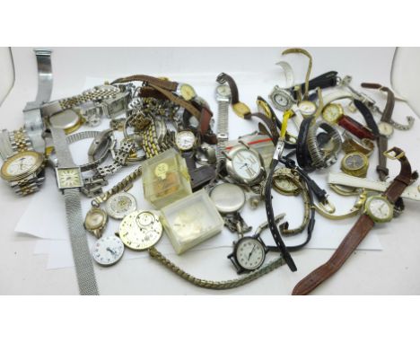 Manual wind wristwatches, parts and straps, a/f 