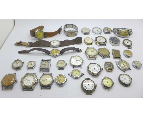 Thirty-three manual wind and quartz wristwatches, Zodiac, Smiths, Avia, Medana, Helios and Invicta, some a/f and lacking case
