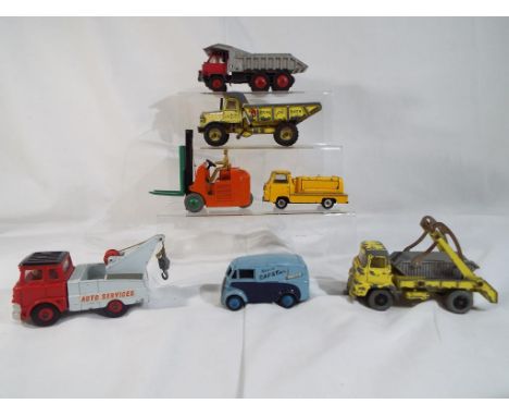 Dinky Toys - A quantity of 7 unboxed, play worn Dinky model motor vehicles to include # 966 an Albion Marrel multi bucket ski