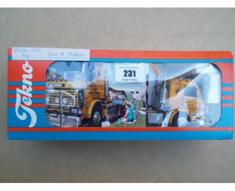 Tekno - Scania R143M 450 Topline 4x2 tractor unit 'John M. Phillips - Armstrong Steels', mint in window box - one off with 3 