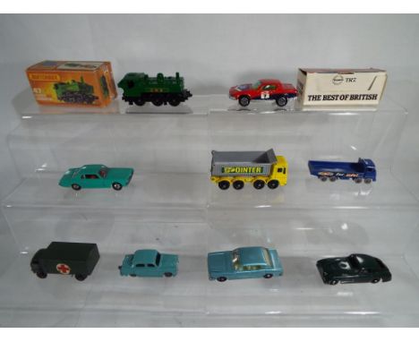 Matchbox - A collection of diecast model motor vehicles to include, Service Ambulance Ford 3 Tonne 4 X 4 # 63, a Ford Zodiac 