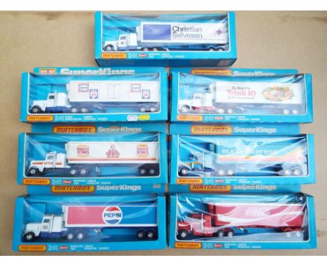 Matchbox SuperKings - seven diecast models comprising K-31 Peterbuilt artic box van, Pepsi, K-31 Peterbuilt artic box van, Bu