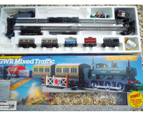 Model Railways OO Gauge - a Hornby GWR Mixed Traffic train set comprising 0-6-0T tank locomotive, five items of rolling stock