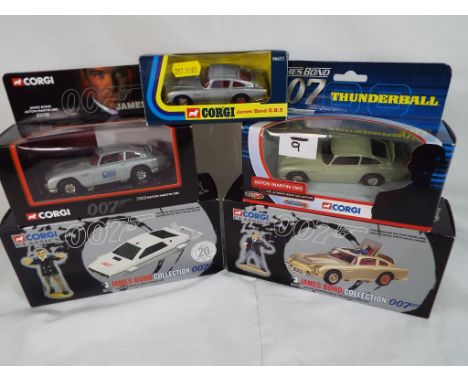 Corgi - 5 James Bond 007 based diecast model motor vehicles by Corgi to include # 96655 Aston Martin DB5, # TY06901 Aston Mar