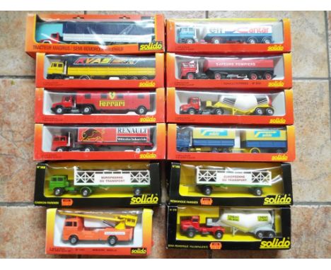 Solido - diecast model motor vehicles comprising # 363, 376, 388, 389, European trucks 3105, 3500, 3501, 3502, 3504, 3505, 35