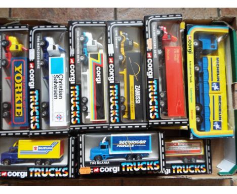 Corgi - a collection of 15 diecast models to include 2017 Scania tipper rigid, 2020 - Mercedes artic box van - 'Birds Eye', 2