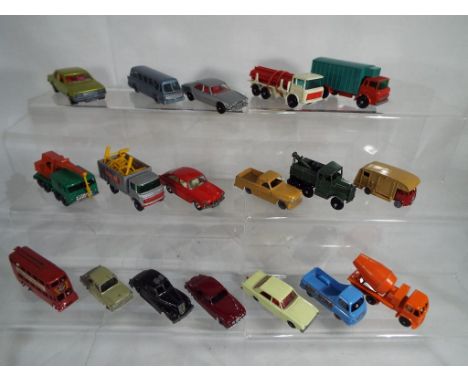 Matchbox - A collection of diecast model motor vehicles to include, a Morris J 2 pick up # 60, a Jaguar 3.4 L, a Police car W