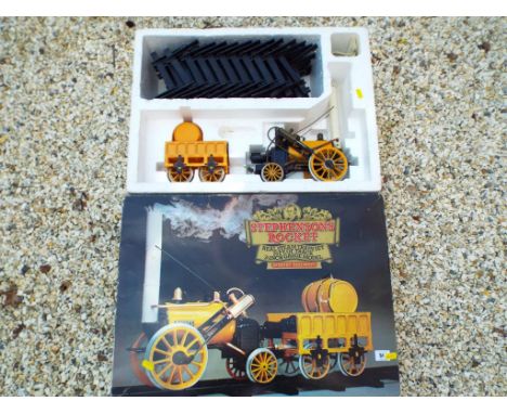 Stephenson's Rocket - Hornby 3.5 inch gauge model, real steam train set with track, in original box - Est £120 - £180