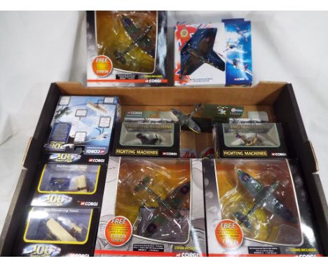 Model Spifires - three Corgi Warbirds, four Corgi 100 Years of Flight showcase collection, two Corgi Fighting Machines and Co