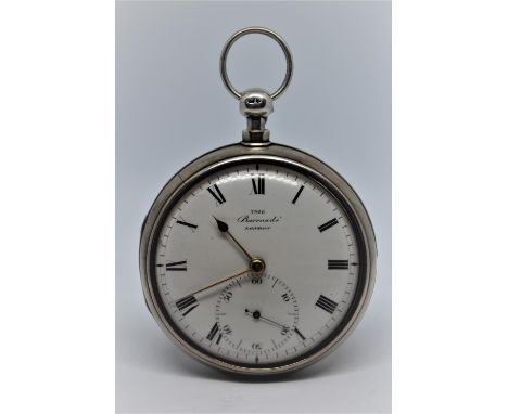 Barraud.  Plain silver pair cased duplex watch, the movement signed, Barraud's, Cornhill, London, No. 7926, the enamel dial w