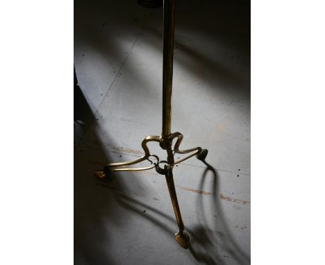 Late 19th or early 20th Century Benson type oil lamp standard with an opaque glass shade and stylised tripod base (shade at f