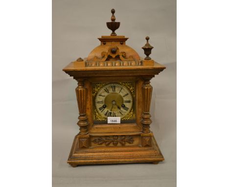 Late 19th Century Continental walnut two train mantel clock 