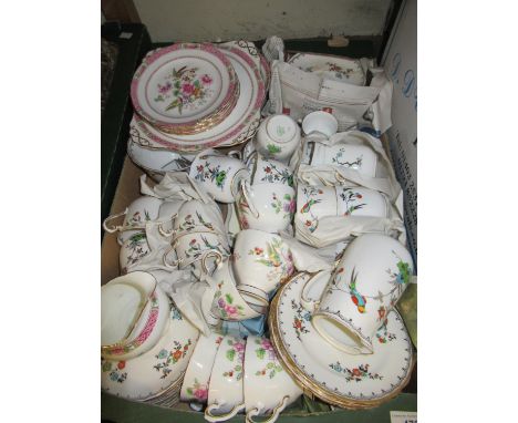 Tuscan China tea service decorated with stylised bird and floral design together with a Plant Tuscan sandwich set similar 
