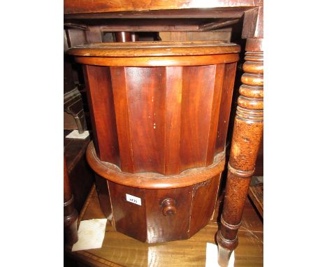 19th Century mahogany circular commode with leather inset top (at fault) 