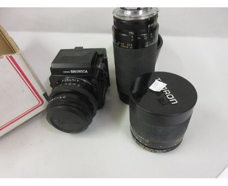 Bronica studio camera model ETR Si, with lens together with two Tamron lenses 500mm 1.8 and 70-210mm 1.3.5Camera not operatio