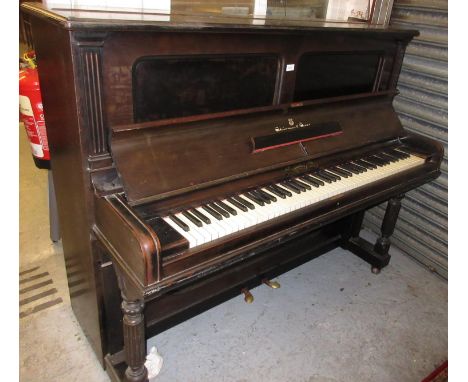 Steinway and Sons, a late 19th or early 20th Century ebonised cased upright piano, serial No. 92106, retailed by Hopkinson Br