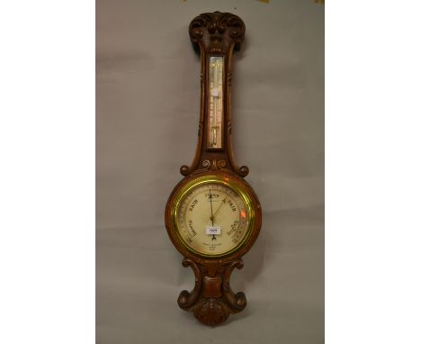 Negretti and Zambra oak cased aneroid barometer/thermometer 