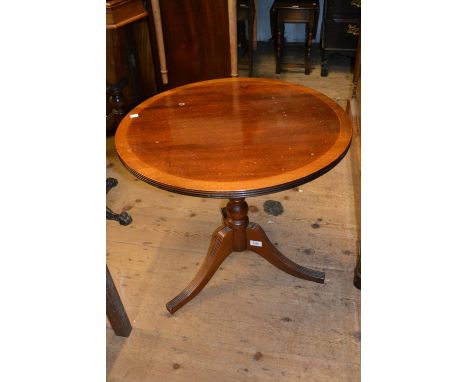 Reproduction mahogany circular pedestal occasional table , nest of three rectanglar mahogany occasional tables and a reproduc