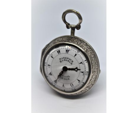 Silver pair cased verge watch for the Turkish market, the back plate signed Markwick Markham Perigal, London, No. 17731, the 