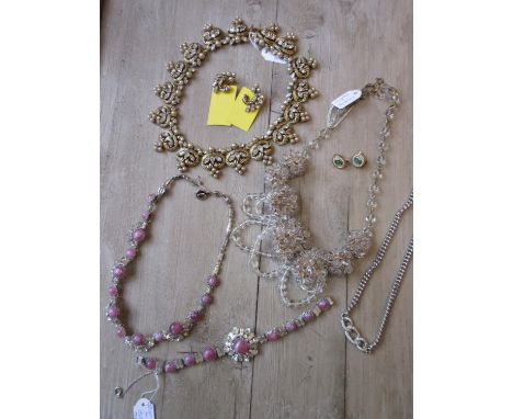 Christian Dior gilt metal and crystal necklace in the form of clusters of fruit, a Christian Dior costume necklace with match