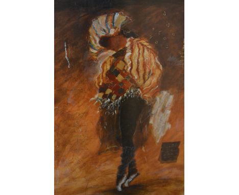 Artist signed Limited Edition colour print, a dancer, 33ins x 24ins, gilt framed, a small gilt picture frame together with An