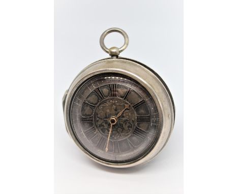 Plain silver pair cased verge watch with a later movement, signed John Retford, London, No. 8274, the silver champleve dial w