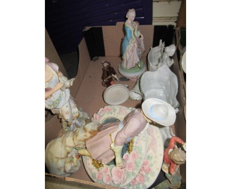 Pair of 19th Century bisque figures, other various similar vases etc 
