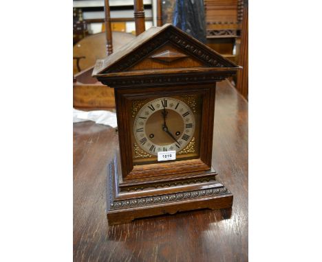 Junghans, late 19th Century oak cased bracket clock, the gilded and silvered dial with Roman numerals, with a two train quart