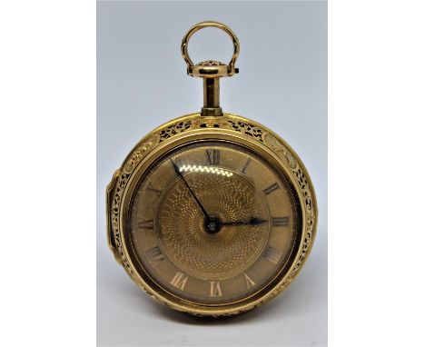 John Gordon.  Gold repousse quarter repeating pair cased verge watch, signed to the back plate and to the inner dust cover, t