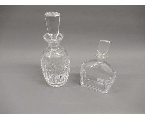 Orrefors glass decanter with stopper together with another decanter with stopper 