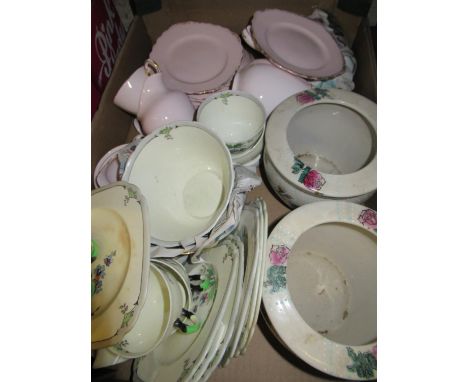 Tuscan Plant pink and gilt decorated part coffee service, similar floral decorated tea service and similar teapot 