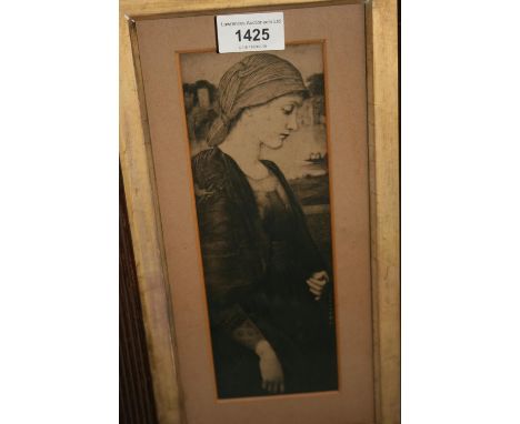 After Burne-Jones, early 20th Century print, portrait of a pre Raphaelite lady 