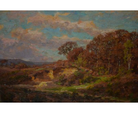 Two framed oils, autumnal landscape, inscribed verso ' Sevenoaks by K. Teesdale ' and study of farm buildings by a country la