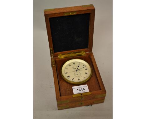 Paul Dittisheim, a small mahogany cased lever deck marine chronometer, the silvered dial with Roman numerals, subsidiary seco