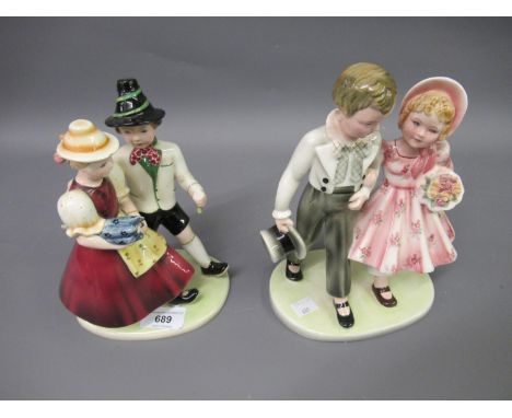 Goldscheider pottery group of children, together with another similar 