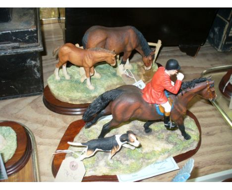 A Limited edition Border Fine Art group " Hunting the hounds " c/w certificate and a second group mare and foal . (2)