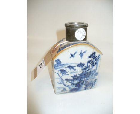 An 18th century Chinese blue and white tea caddy.