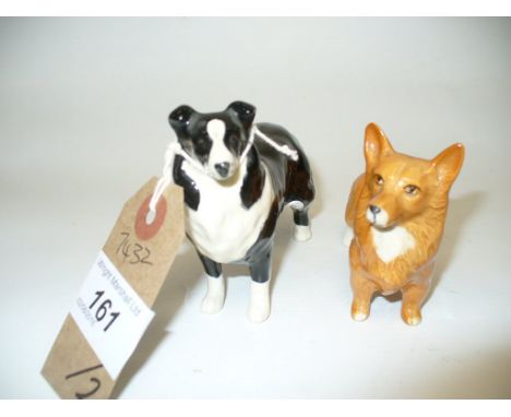 A Beswick model of a black and white collie and a Beswick model of a Corgi (2)