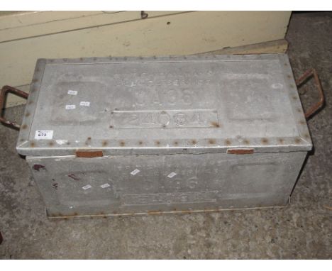 British Railways Collico Service CA36 tin trunk with carrying handles.