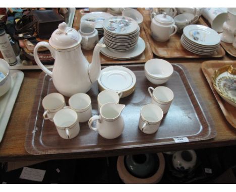 Tray of Royal Worcester fine bone china, 'Contessa' coffee set comprising coffee cans, saucers, coffee pots, milk jug and suc