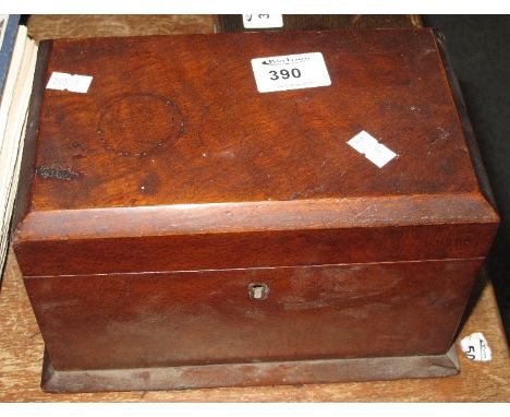 19th Century burr oak tea caddy with hinged cover and hinged lid containers.

