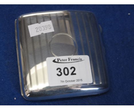 Engine turned silver cigarette case.  Birmingham hall mark. CONDITION REPORT: Good overall condition.  Surface wear & scratch