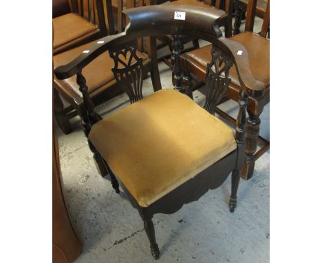 Edwardian stained corner commode armchair.