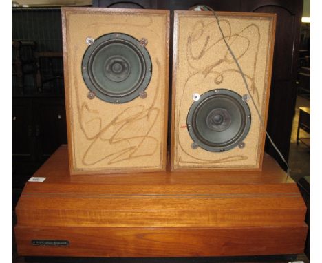 Garrard 620SP cased record player with a pair of speakers.