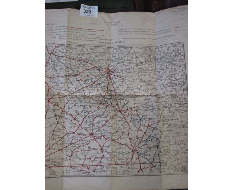 A First World War period, canvas backed, 'K Traffic Map' of Northern France, Amiens, Arras etc. with hand drawn annotations. 