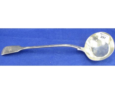 Large silver fiddle pattern ladle, London, 1841.